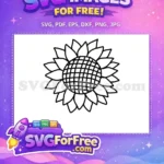 Free Simple Line Free Art Sunflower Design Free SVG - Instant Download