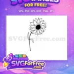 Free Floral Design Free Decorative Line Art Sunflower Free SVG - Instant Download
