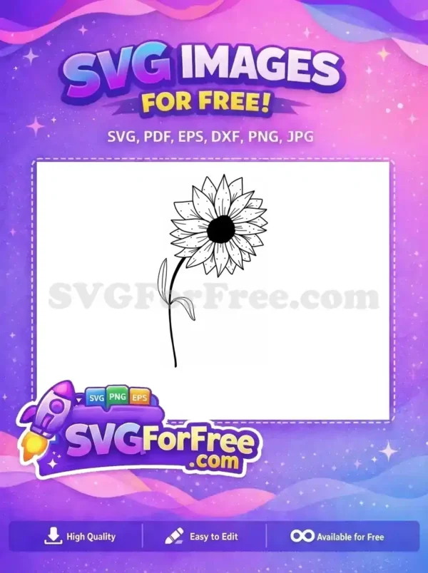 Free Floral Design Free Decorative Line Art Sunflower Free SVG