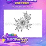 Free Floral Line Art Free Sunflower Outline Art Free SVG - Instant Download
