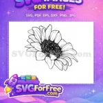 Free Line Art Free Sunflower Silhouette Floral Free SVG - Instant Download