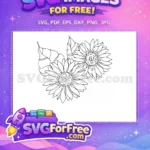Free Elegant Line Art Free Sunflower Design Free SVG 1 - Instant Download