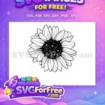 Free Line Art Free Sunflower Design Floral Free SVG 2 - Instant Download