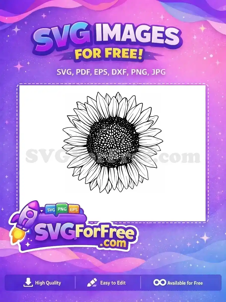Free Line Art Free Sunflower Free SVG 1