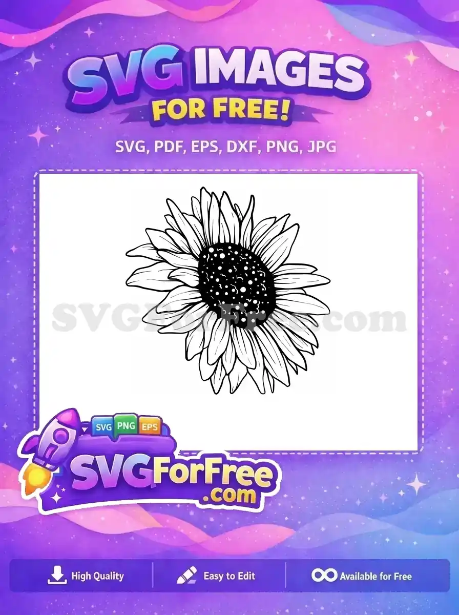 Free Line Art Free Simple Sunflower Line Art Free SVG