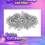 Free Detailed Petals Free Ornate Centers Line Art Free SVG - Instant Download