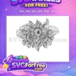Free Detailed Sunflower Free Floral Line Art Design Free SVG - Instant Download