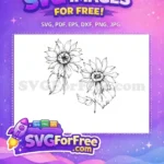 Free Line Art Free Floral Sunflower Line Art Free SVG 2 - Instant Download