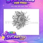 Free Simple Line Art Free Floral Sunflower Design Free SVG 2 - Instant Download