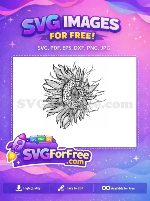 Free Simple Line Art Free Floral Sunflower Design Free SVG 2