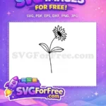 Free Line Art Free Floral Sunflower Line Art Free SVG 4 - Instant Download