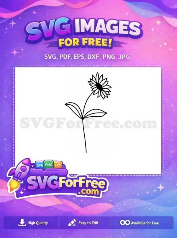 Free Line Art Free Floral Sunflower Line Art Free SVG 4