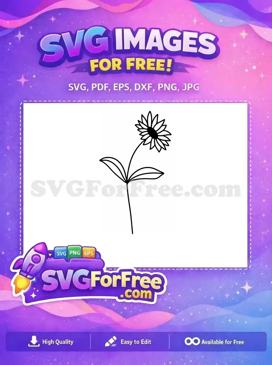 Free Line Art Free Floral Sunflower Line Art Free SVG 4