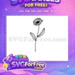 Free Line Art Free Floral Sunflower Line Art Free SVG 5 - Instant Download