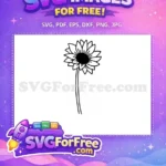 Free Line Art Free Floral Graphic Sunflower Free SVG - Instant Download