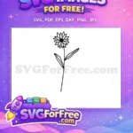 Free Line Art Free Detailed Sunflower Line Art Free SVG - Instant Download