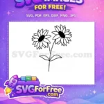 Free Floral Line Art Free Sunflower Design Pattern Free SVG - Instant Download