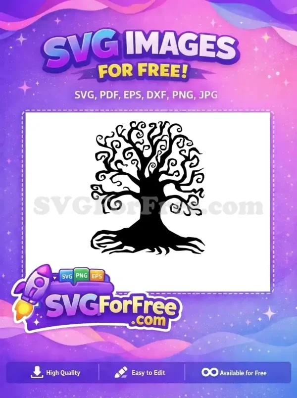 Free Swirling Branches Free Spooky Silhouette Halloween Free SVG 1