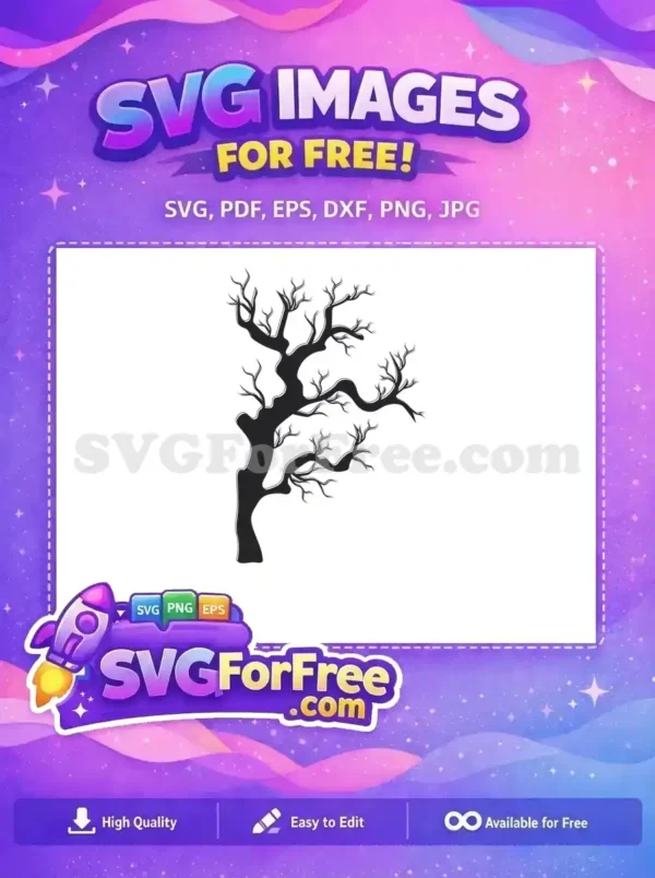 Free Black Spooky Tree Free Silhouette Line Art Free SVG
