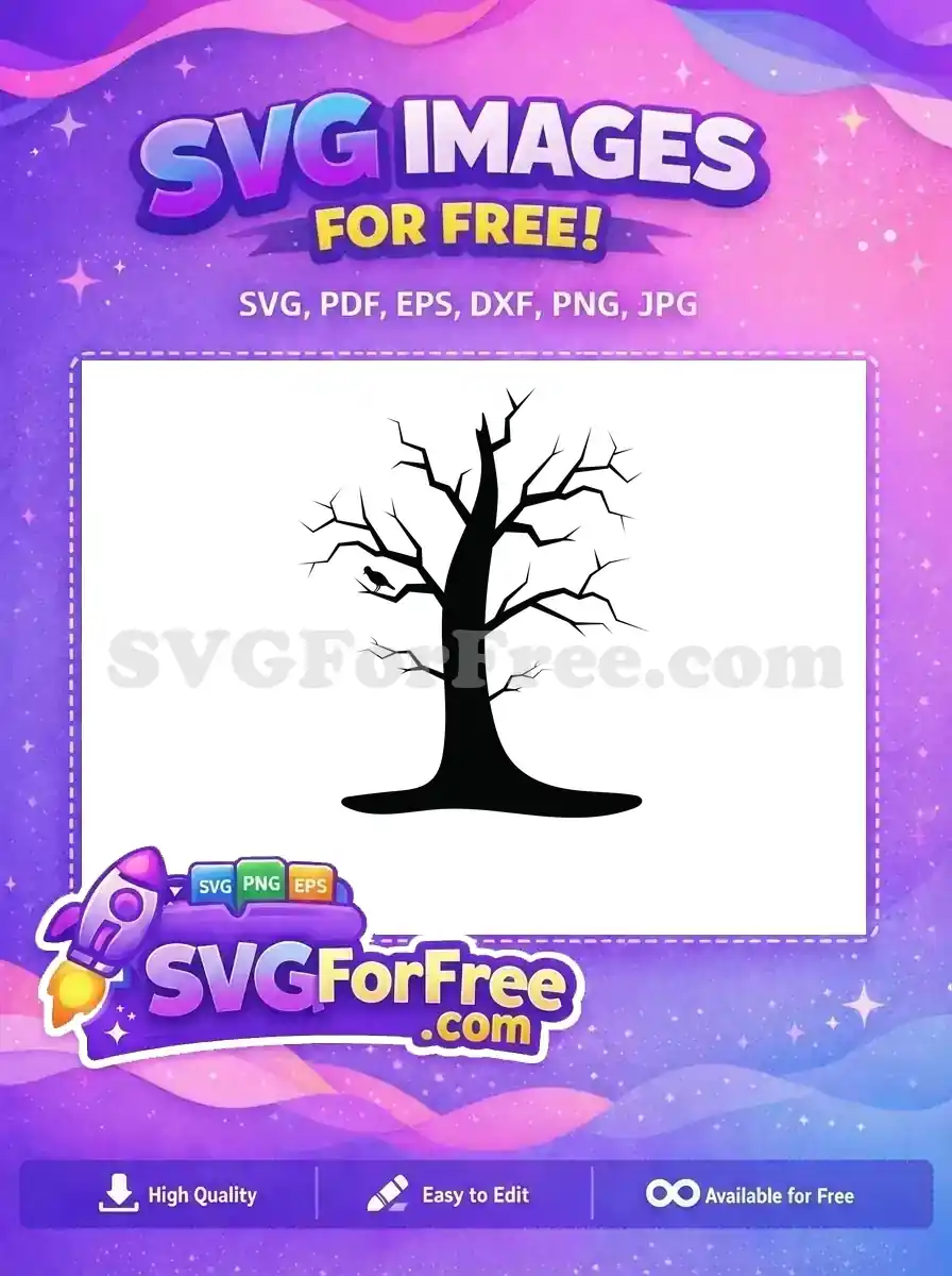 Free Silhouette Spooky Free Raven Black Tree Halloween Free SVG