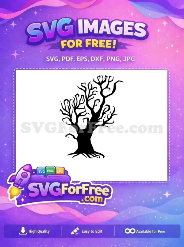Free Spooky Silhouette Free Twisted Branches Halloween Free SVG 1