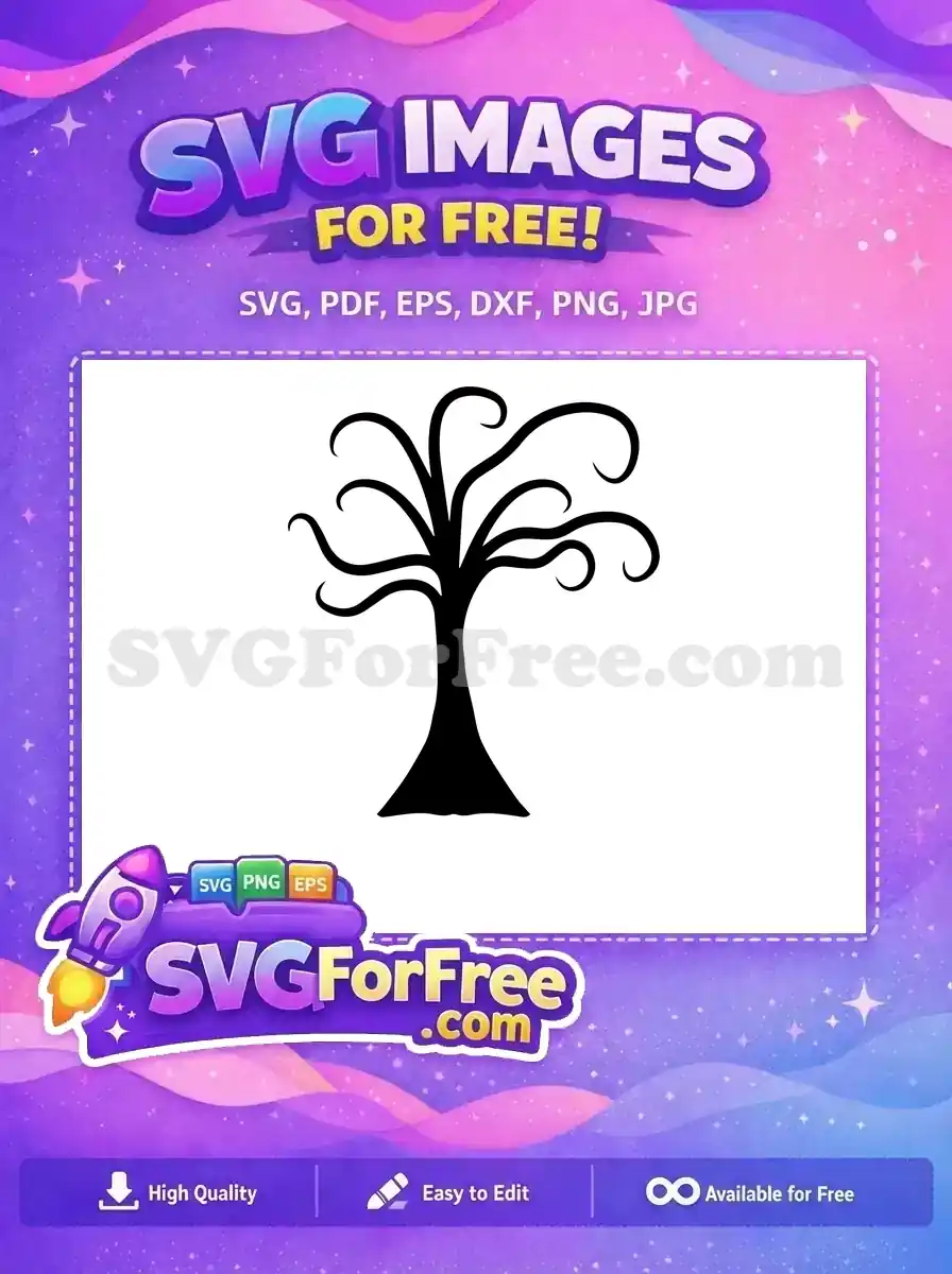 Free Curled Branches Free Line Art One Free SVG