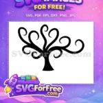 Free Curly Branches Free Black Silhouette Line Art Free SVG - Instant Download