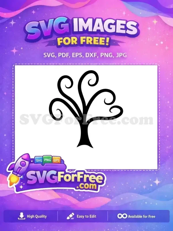 Free Swirling Branches Free Black Silhouette Line Art Tree Free SVG 1