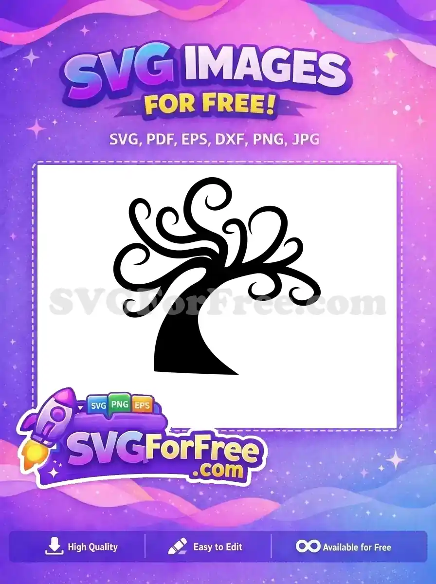 Free Curly Branches Free Silhouette Twisted Tree Design Free SVG