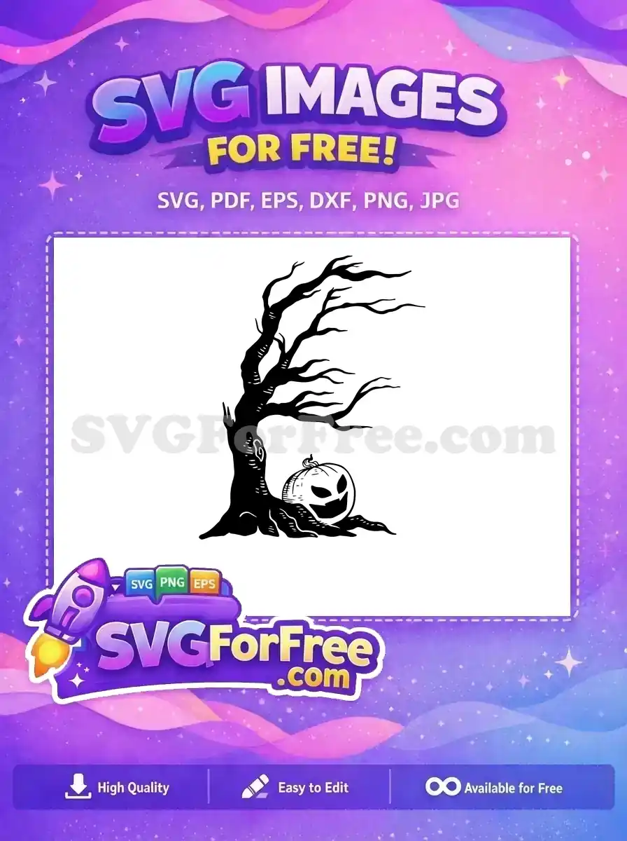 Free Spooky Jack O Lantern Free Dead Tree Halloween Free SVG