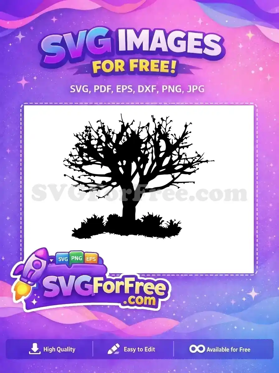 Free Black Silhouette Branches Free Bushy Base Line Art Free SVG
