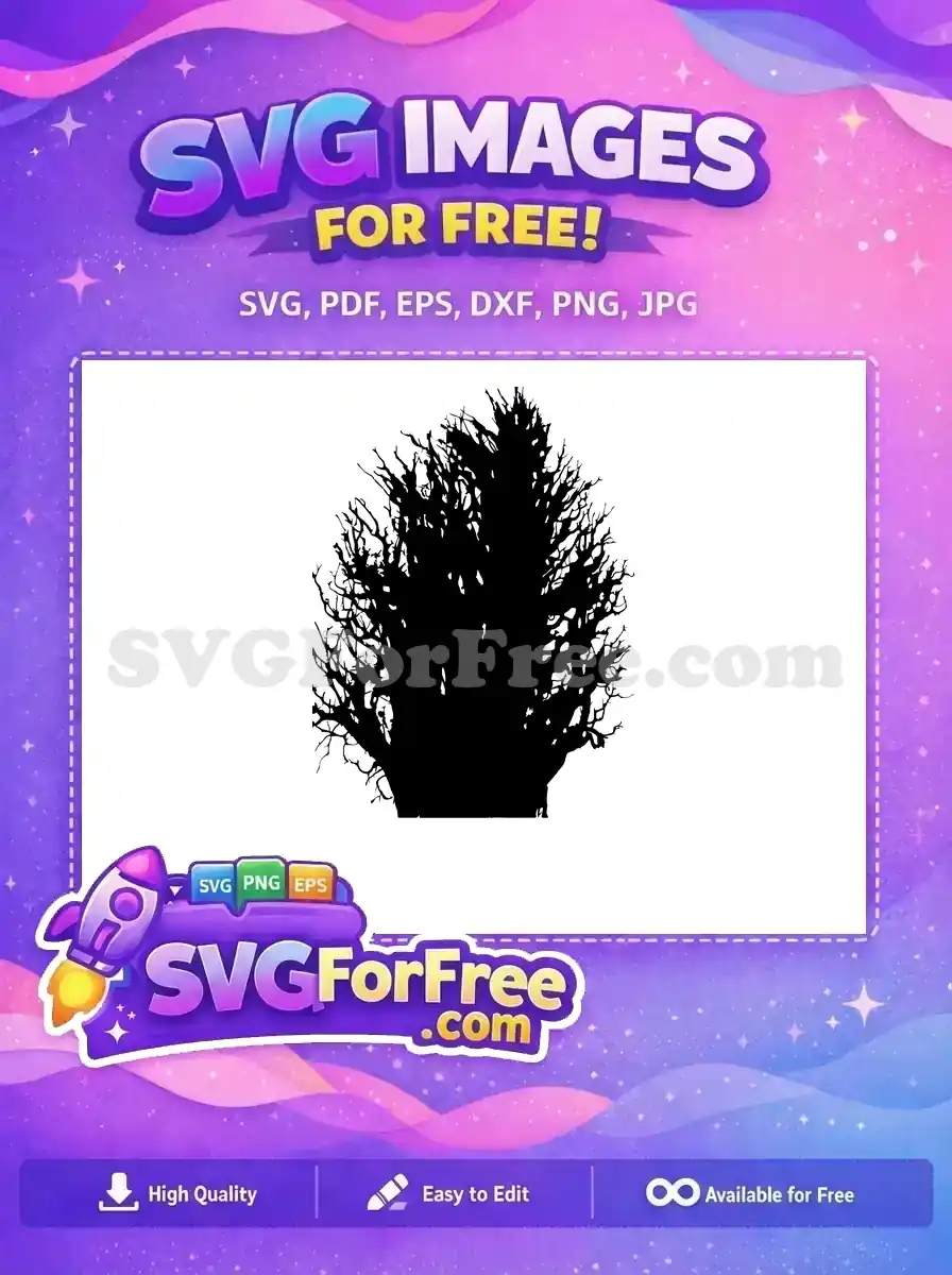 Free Black Line Art Free Tree Silhouette Dark Forest Free SVG