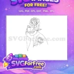 Free Smiling Woman Free Flower Line Art Portrait Free SVG - Instant Download