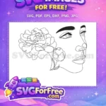 Free Floral Line Art Free Woman Face Portrait Free SVG - Instant Download
