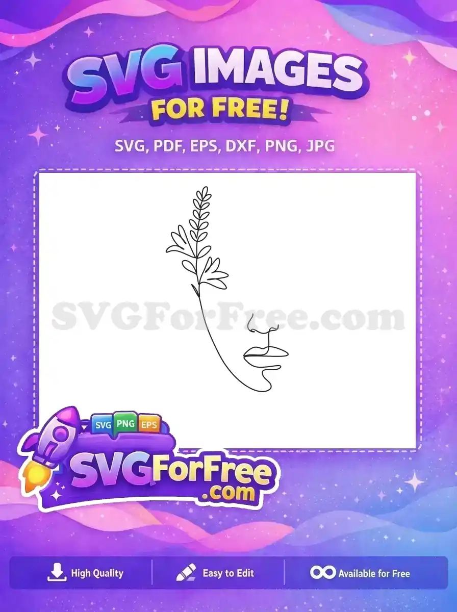 Free Outline Woman Free Flower Line Art Portrait Free SVG