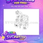 Free Flowing Hair Free Floral Accents Line Art Women Free SVG - Instant Download