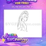 Free Towel Hairstyle Free Line Art Women Free SVG - Instant Download