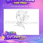 Free Elegant Woman Free Leaves Line Art Design Free SVG - Instant Download