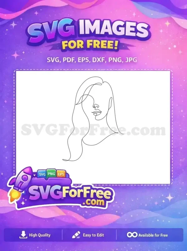 Free Elegant Hairstyle Free Minimalist Portrait Line Art Free SVG