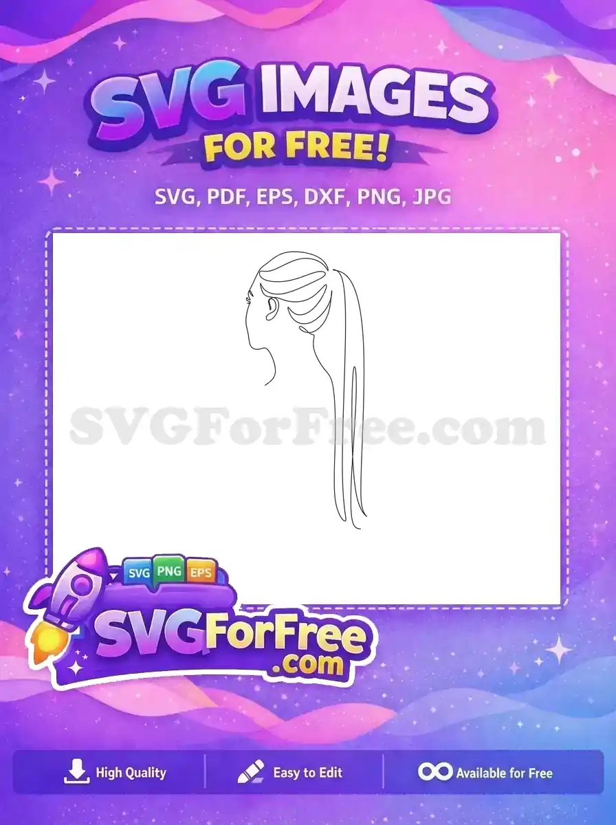 Free Ponytail Hairstyle Free Woman Line Art Silhouette Free SVG