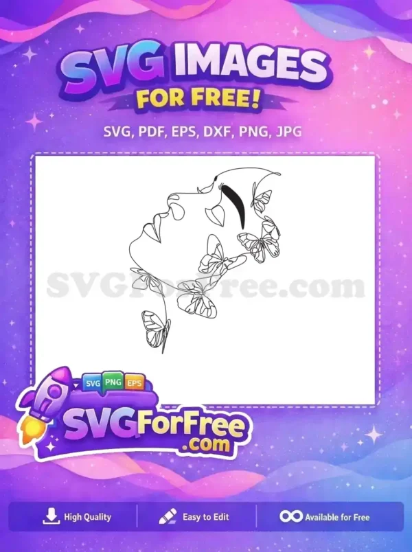 Free Butterfly Line Art Free Woman Profile Black Hair Free SVG Free Butterfly Line Art Free Woman Profile Black Hair Free SVG