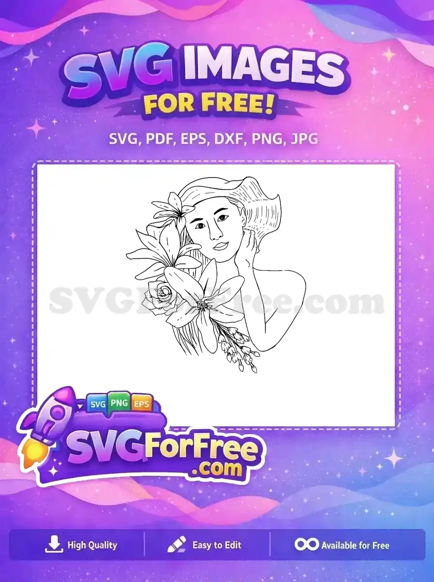 Free Flower Crown Free Line Art Women Floral Free SVG