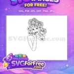 Free Sunflower Crown Free Happy Woman Line Art Free SVG - Instant Download
