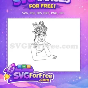 Free Butterfly Floral Woman Free Line Art Portrait Free SVG Free Butterfly Floral Woman Free Line Art Portrait Free SVG