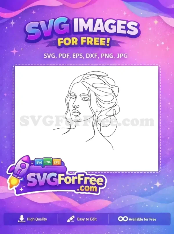 Free Flowing Hair Free Confident Woman Line Art Free SVG