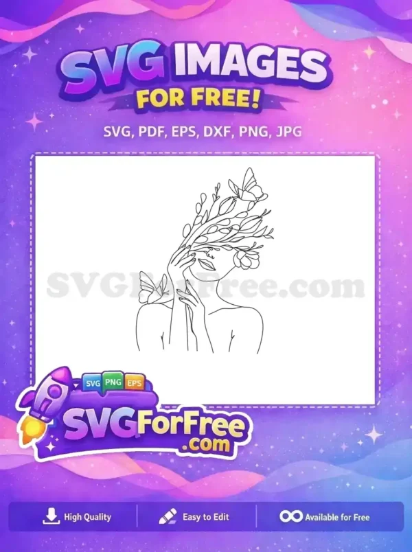 Free Butterfly Detail Free Floral Hair Line Art Free SVG