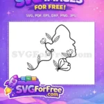 Free Floral Line Art Free Woman Face Design Free SVG 2 - Instant Download