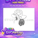 Free Peony Hat Free Wavy Hair Line Art Free SVG - Instant Download