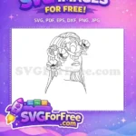 Free Floral Crown Free Line Art Woman Portrait Free SVG 3 - Instant Download