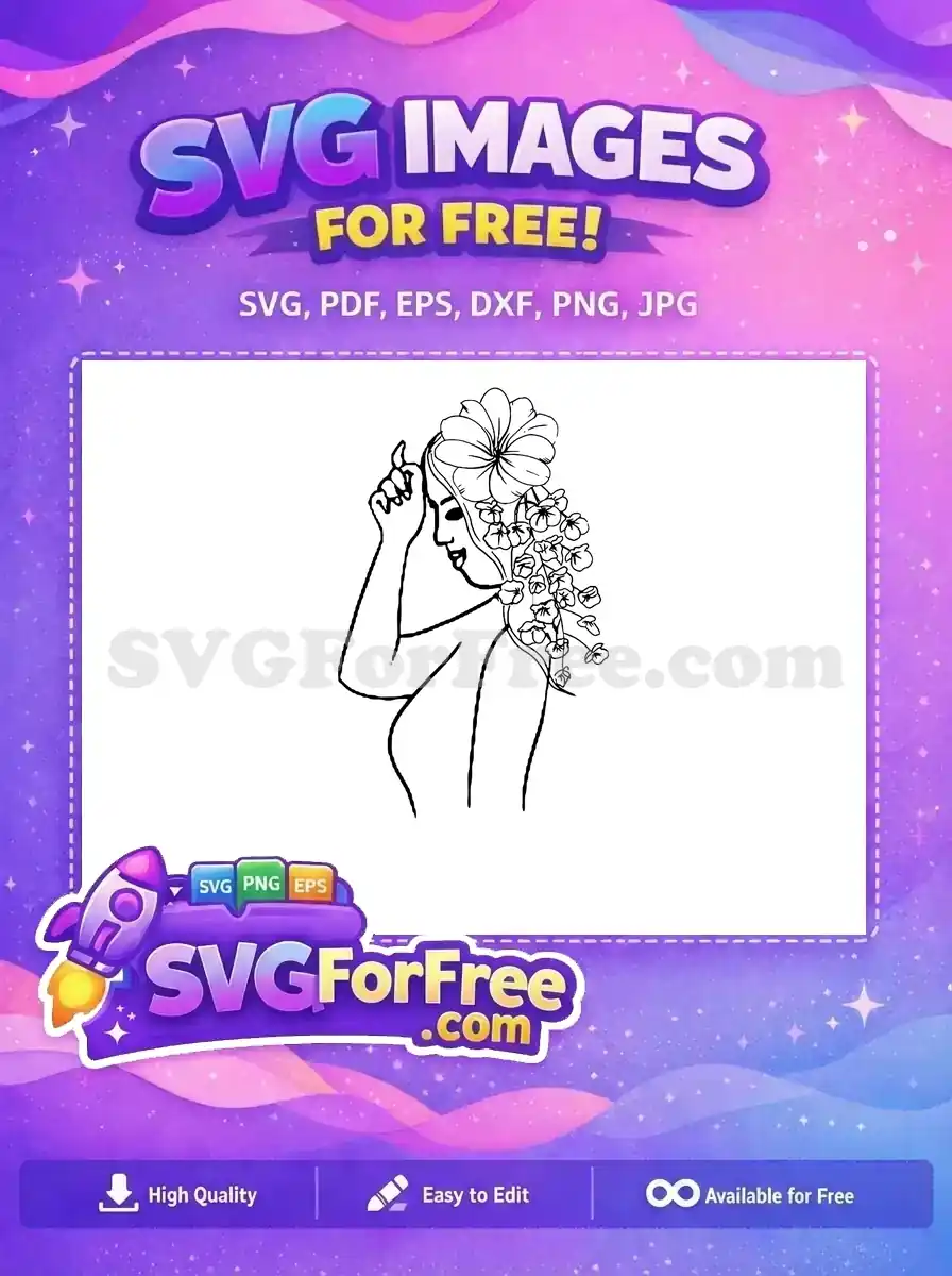 Free Flower Crown Free Orchids Line Art Women Free SVG